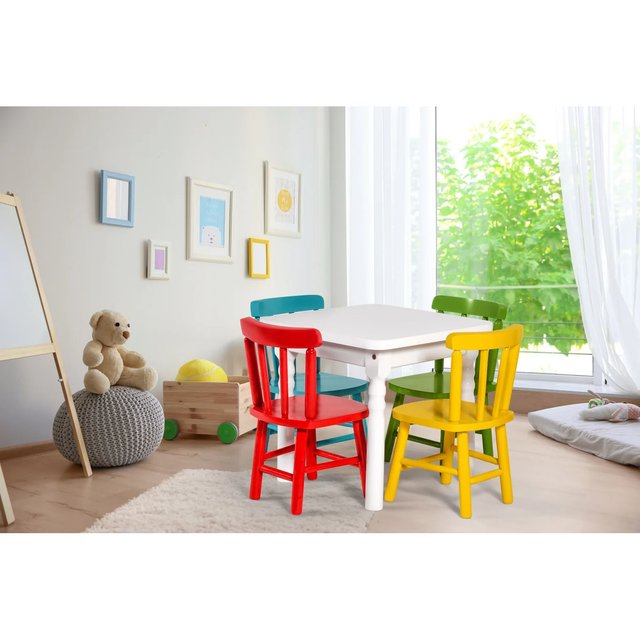 Conjunto de Mesa Infantil 60x60 com 4 Cadeiras Colorido I - Jm Móveis