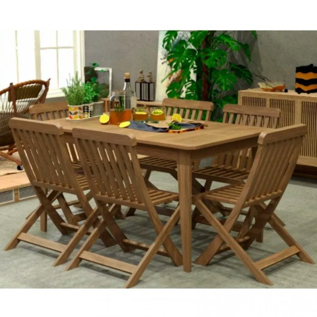 Mesa para Jardim Madeira Maciça Retangular West Marrom